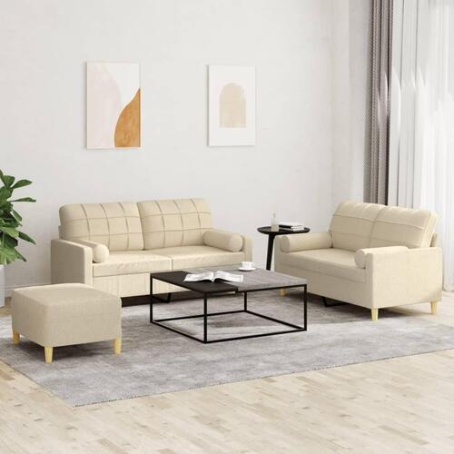 3 personers sofa med puder stof cremefarvet