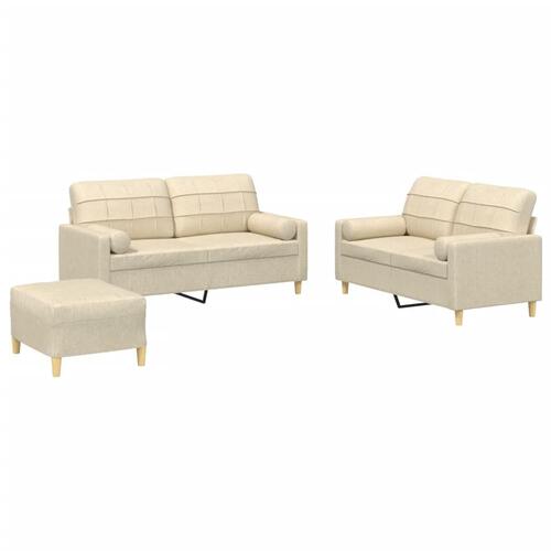 3 personers sofa med puder stof cremefarvet