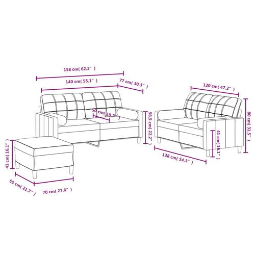 3 personers sofa med puder stof cremefarvet