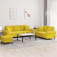 3 personers sofa med puder velour gul