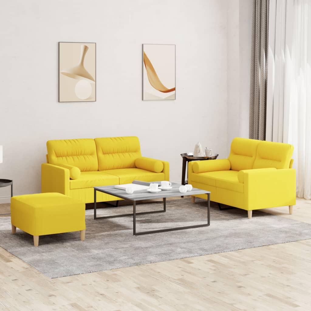 3 personers sofa med puder stof lysegul