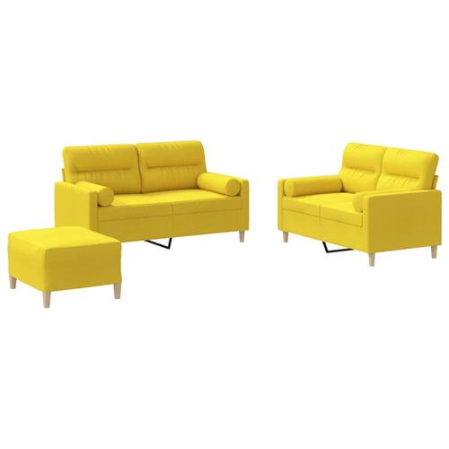 3 personers sofa med puder stof lysegul