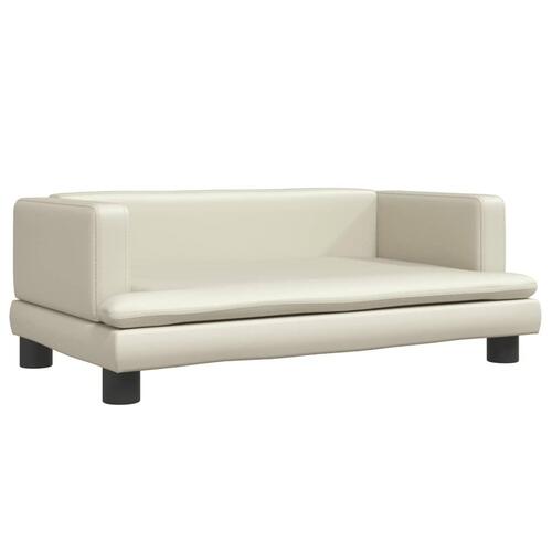 Hundeseng 80x45x30 cm kunstlæder cremefarvet