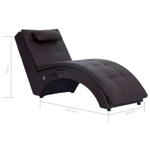 Massagechaiselong med pude brun kunstlæder