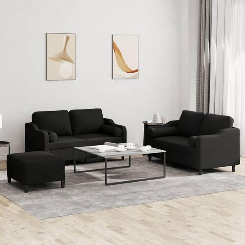 3 personers sofa med puder stof sort