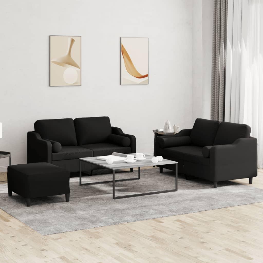 3 personers sofa med puder stof sort