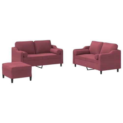 3 personers sofa med puder stof vinrød