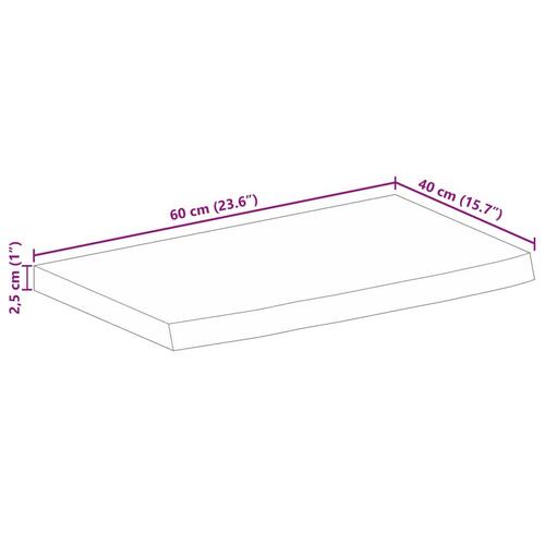 Bordplade 60x40x2,5 cm naturlig kant massivt mangotræ