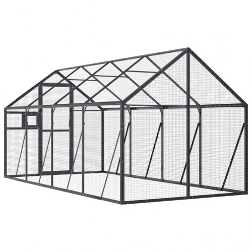 Voliere 1,79 × 4,00 × 1,85 m - aluminium, antracitgrå