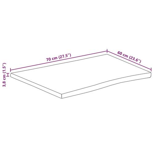 Bordplade 70x60x3,8 cm naturlig kant massivt ru mangotræ