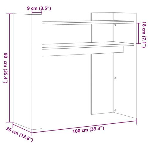 Konsolbord 100x35x90 cm konstrueret træ hvid