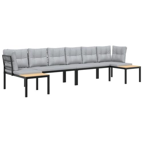 Sofasæt til haven 4 dele med hynder pulverlakeret stål sort