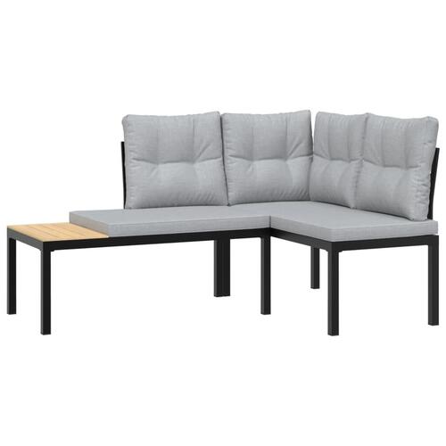 Sofasæt til haven 4 dele med hynder pulverlakeret stål sort