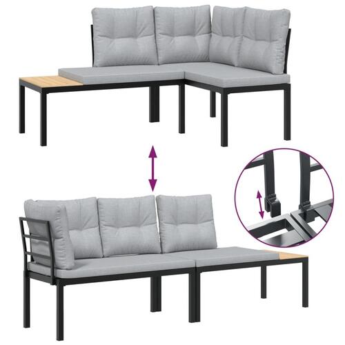 Sofasæt til haven 4 dele med hynder pulverlakeret stål sort