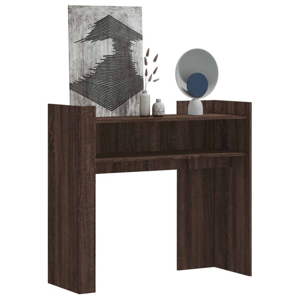 Konsolbord 100x35x90 cm konstrueret træ brun egetræsfarve