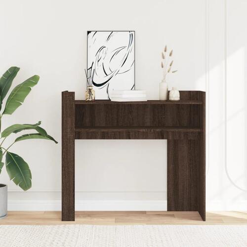 Konsolbord 100x35x90 cm konstrueret træ brun egetræsfarve