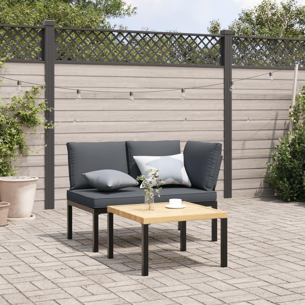 Sofasæt til haven 2 dele med hynder aluminium sort billede