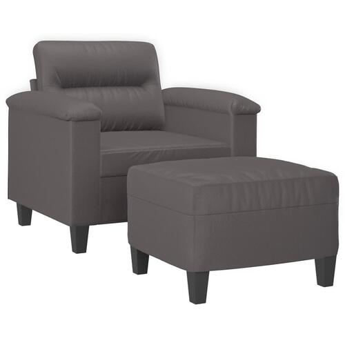Sofastol med fodskammel 60 cm kunstlæder grå