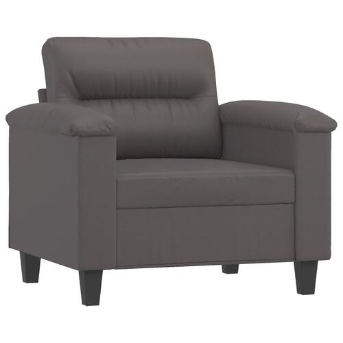 Sofastol med fodskammel 60 cm kunstlæder grå
