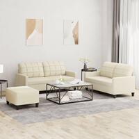 3 personers sofa med hynder kunstlæder Cremefarvet