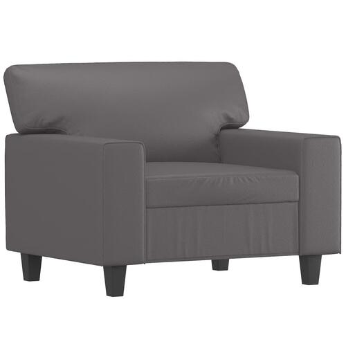 Sofastol med fodskammel 60 cm kunstlæder grå
