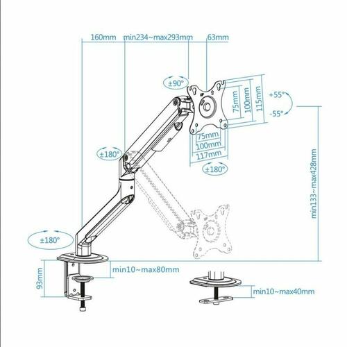 Skærm bord støtte TooQ DB4032TNR-G 32" Sort Grå 17"-32"