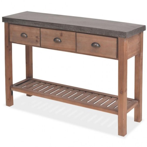 Konsolbord massiv fyrretræ 122 x 35 x 80 cm