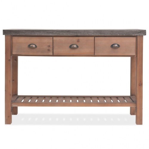 Konsolbord massiv fyrretræ 122 x 35 x 80 cm