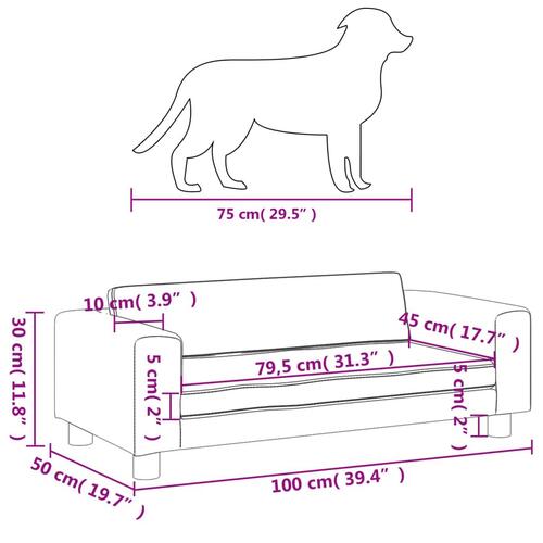 Hundeseng med forlængelse 100x50x30 cm kunstlæder brun