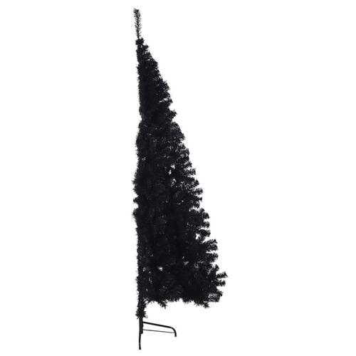 Kunstigt halvt juletræ med juletræsfod 210 cm PVC sort