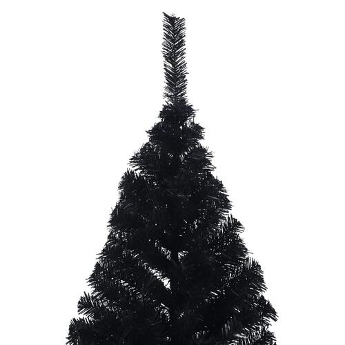Kunstigt halvt juletræ med juletræsfod 210 cm PVC sort