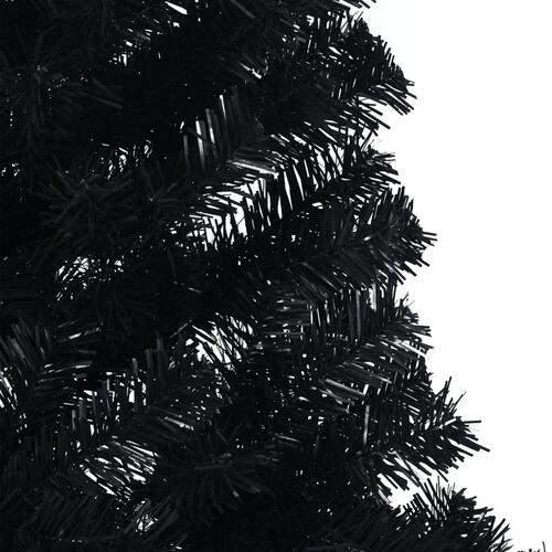 Kunstigt halvt juletræ med juletræsfod 210 cm PVC sort