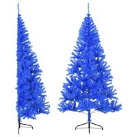 Kunstigt halvt juletræ med juletræsfod 240 cm PVC blå
