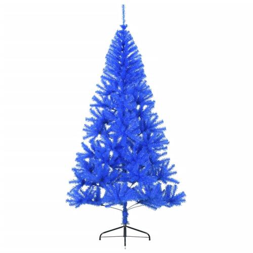 Kunstigt halvt juletræ med juletræsfod 240 cm PVC blå