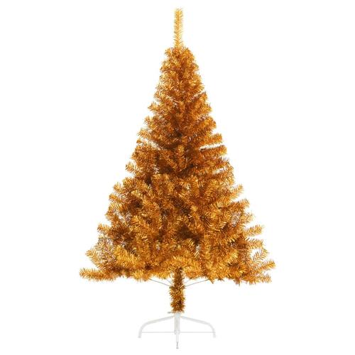 Kunstigt halvt juletræ med juletræsfod 120 cm PET guldfarvet