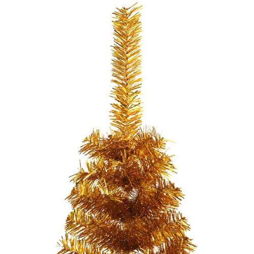 Kunstigt halvt juletræ med juletræsfod 120 cm PET guldfarvet