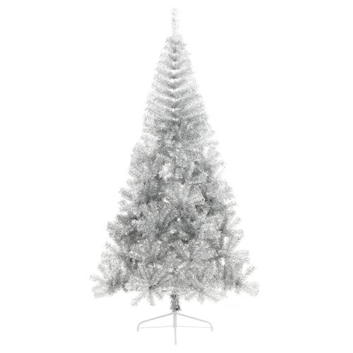 Kunstigt halvt juletræ med juletræsfod 240 cm PET sølvfarvet