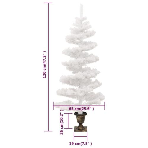 Juletræ med lys og potte PVC 120 cm hvid