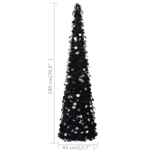 Kunstigt pop op-juletræ 180 cm PET sort