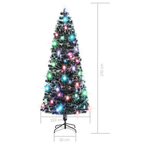 Juletræ med juletræsfod og lys 240 cm fiberoptisk