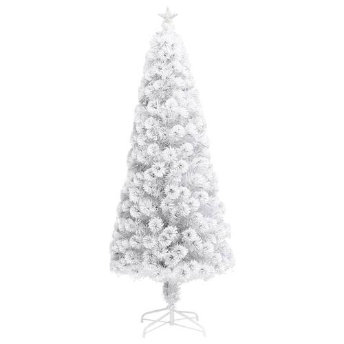 Kunstigt juletræ med lys 240 cm fiberoptisk hvid
