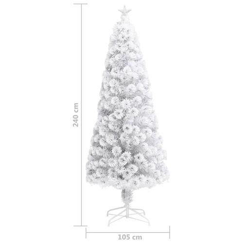Kunstigt juletræ med lys 240 cm fiberoptisk hvid