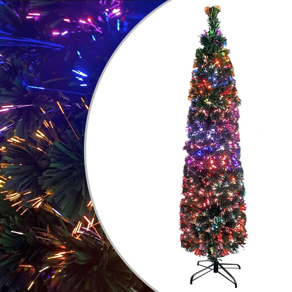 Kunstigt smalt juletræ med juletræsfod 180 cm fiberoptisk