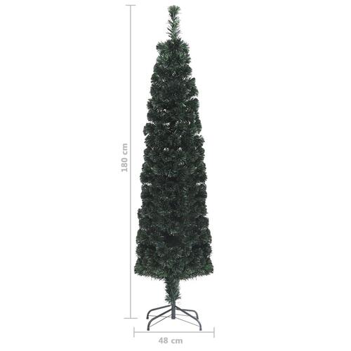 Kunstigt smalt juletræ med juletræsfod 180 cm fiberoptisk