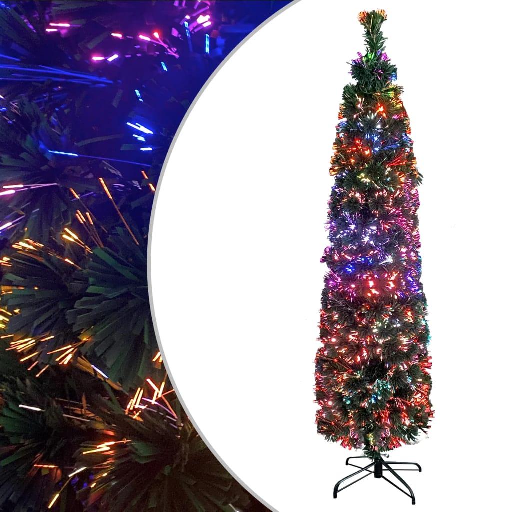 Kunstigt smalt juletræ med juletræsfod 240 cm fiberoptisk