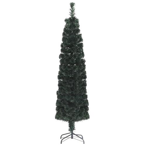 Kunstigt smalt juletræ med juletræsfod 240 cm fiberoptisk