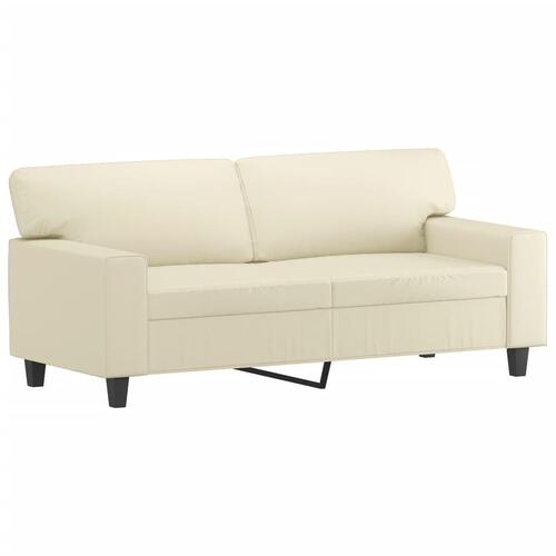 2 personers sofa med puder kunstlæder cremefarvet