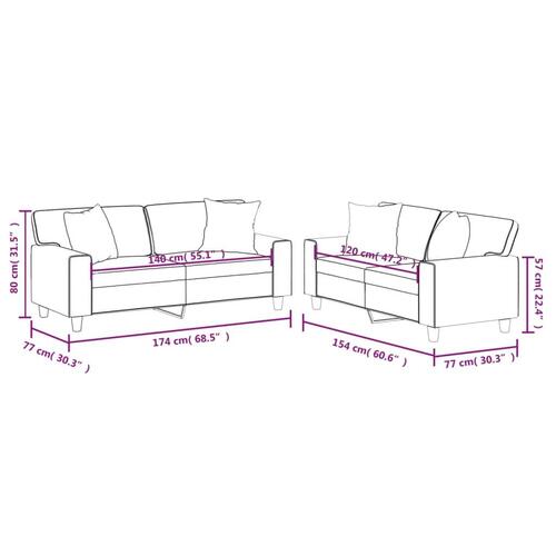 2 personers sofa med puder kunstlæder cremefarvet