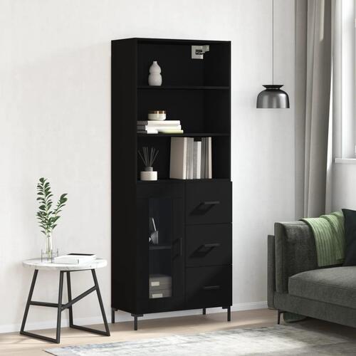 Højskab 69,5x34x180 cm konstrueret træ sort