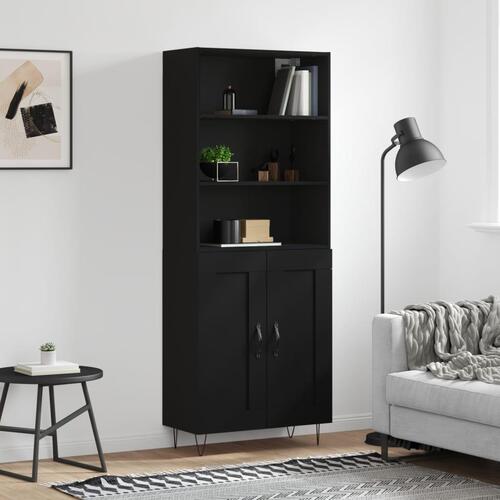 Højskab 69,5x34x180 cm konstrueret træ sort